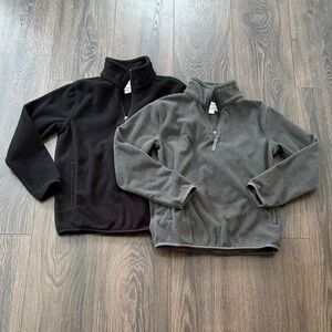Black and Gray Quarter-Zip Fleece Pullovers